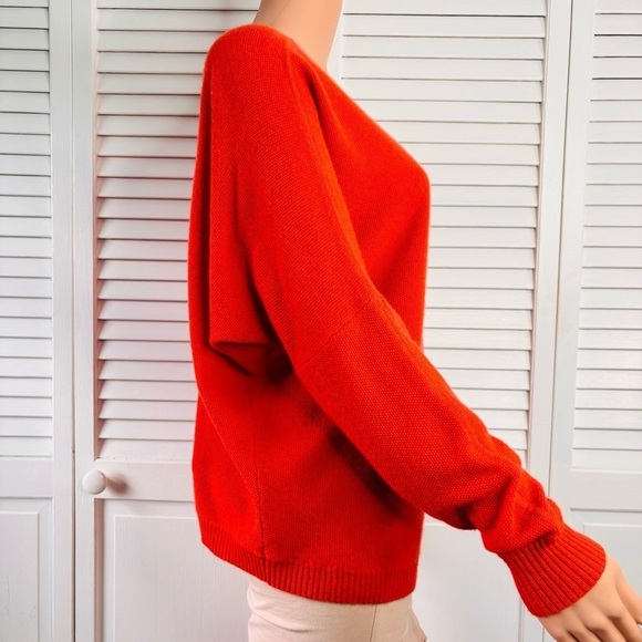360 CASHMERE Orange V-Neck Oversized Sweater Size Small - Picture 3 of 8